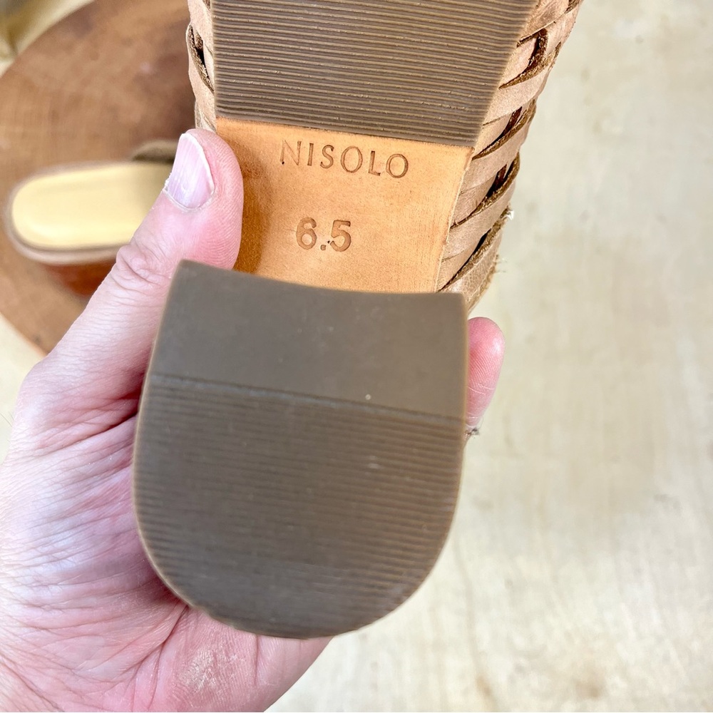 NWOB Nisolo All-Day Woven Heeled Mules Tan Leather Size 6.5 - Picture 7 of 15